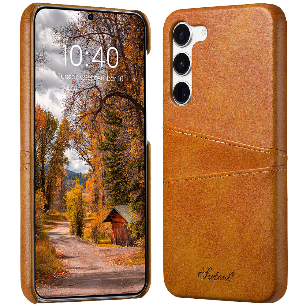 SUTENI For Samsung Galaxy S23 PU Leather Coated PC Phone Case Calf Texture Drop-proof Cover with Card Slots SUTENI For Samsung Galaxy S23 PU Leather Coated PC Phone Case Calf Texture Drop-proof Cover with Card Slots